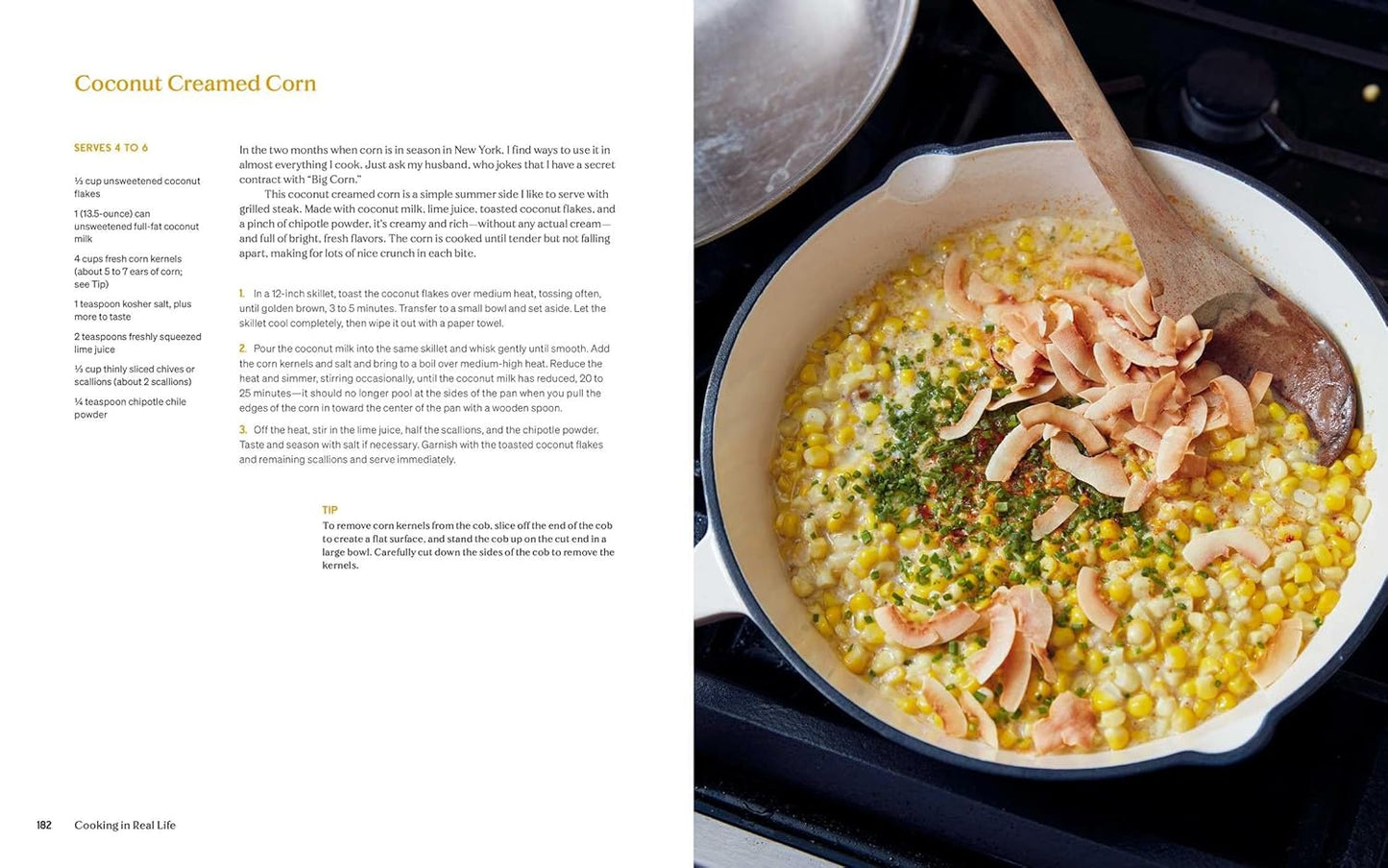 Recipe from the 'Cooking in Real life' cookbook by Lidey Heuck: Coconut creamed corn