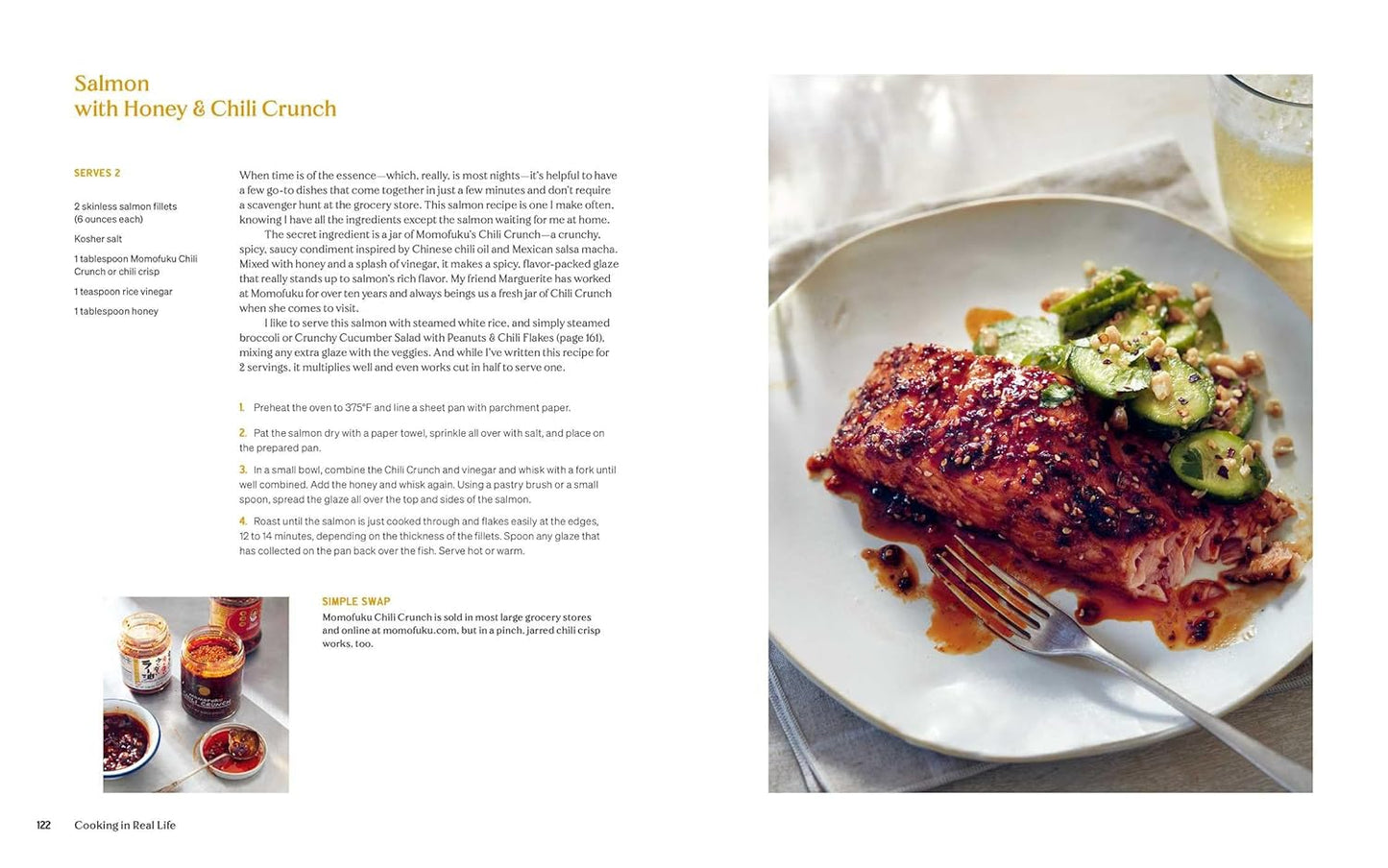 Recipe from the 'Cooking in Real life' cookbook by Lidey Heuck: Salmon with honey and chili crunch