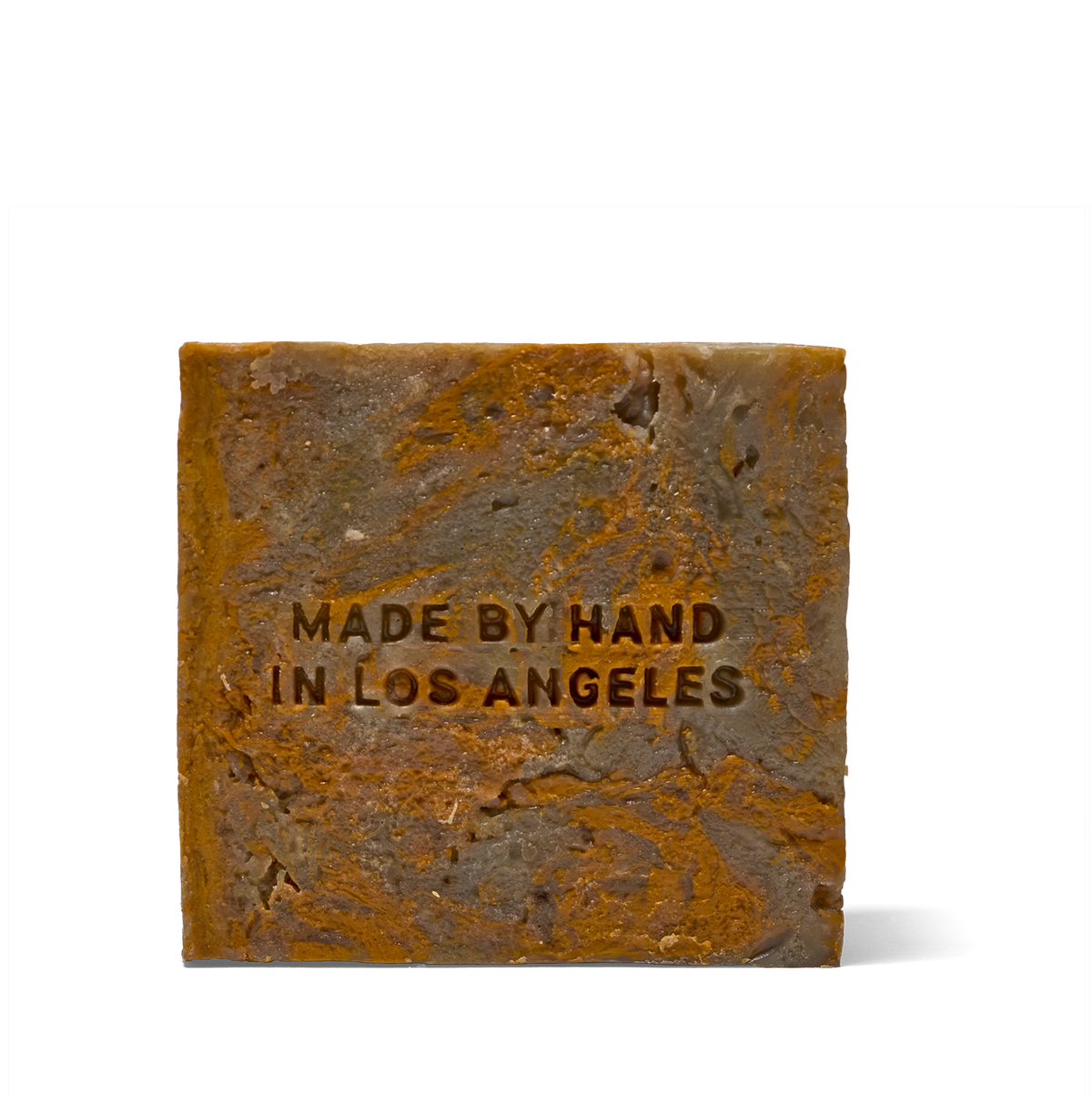 Green Goddess herbal bar soap with basil and mint, with 'Made by Hand in Los Angeles' text on a white background