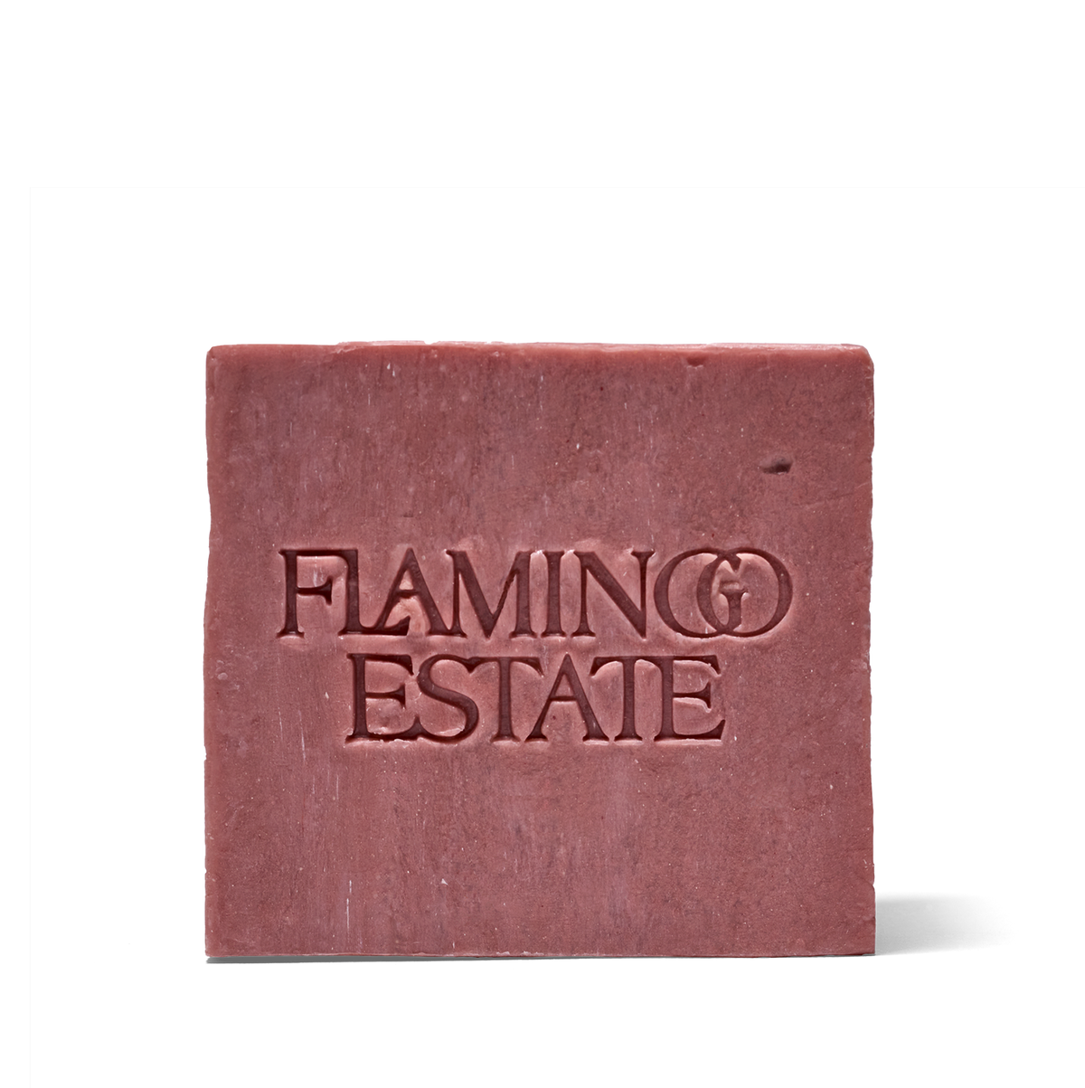 Jasmine & Rose pink botanical soap bar  with 'Flamingo Estate' branding 