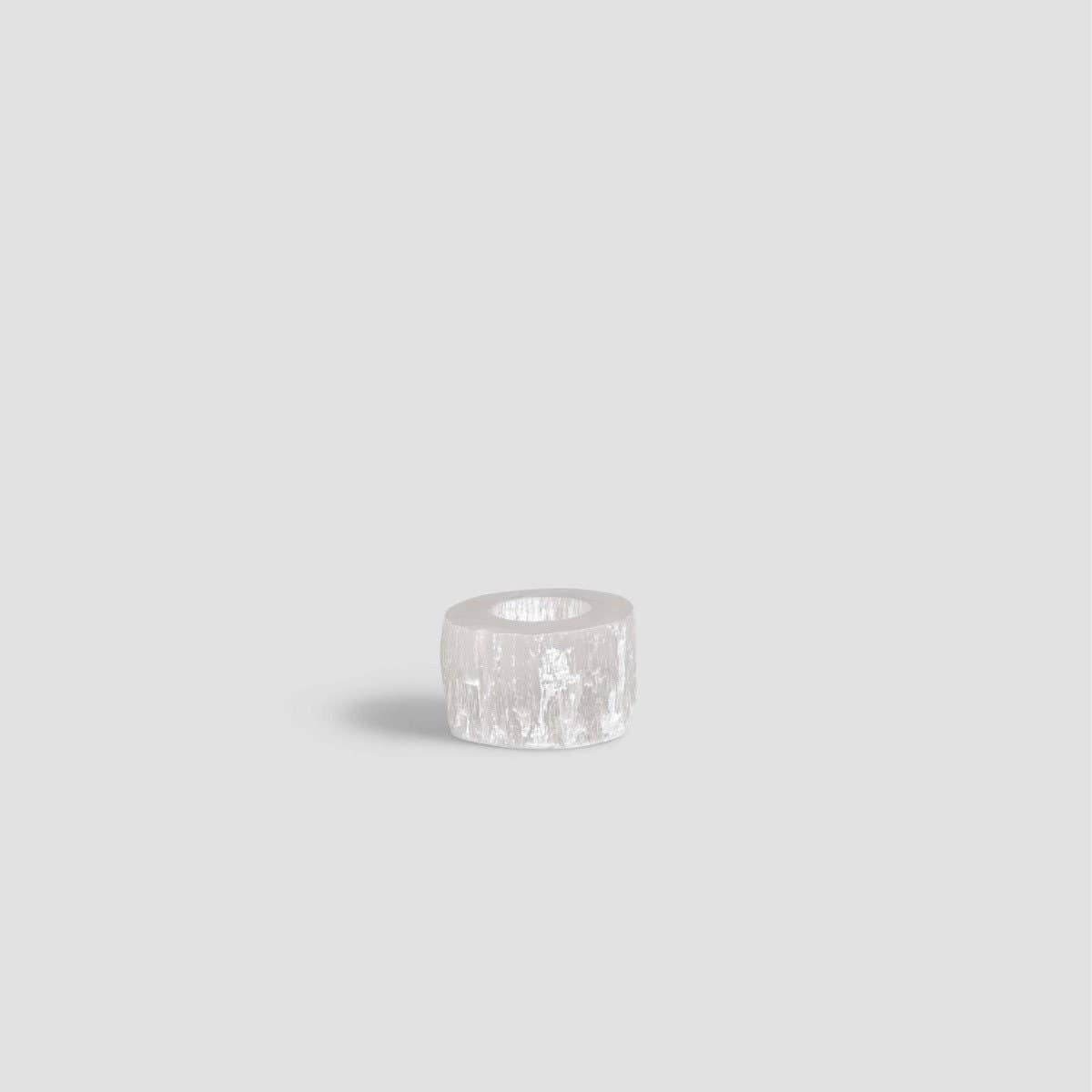 A small moroccan selenite crystal candle holder